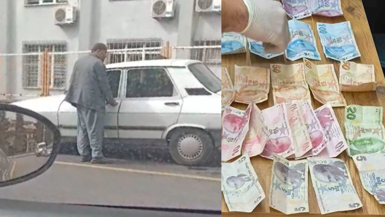 Otomobilini park edip dilenmeye gitti