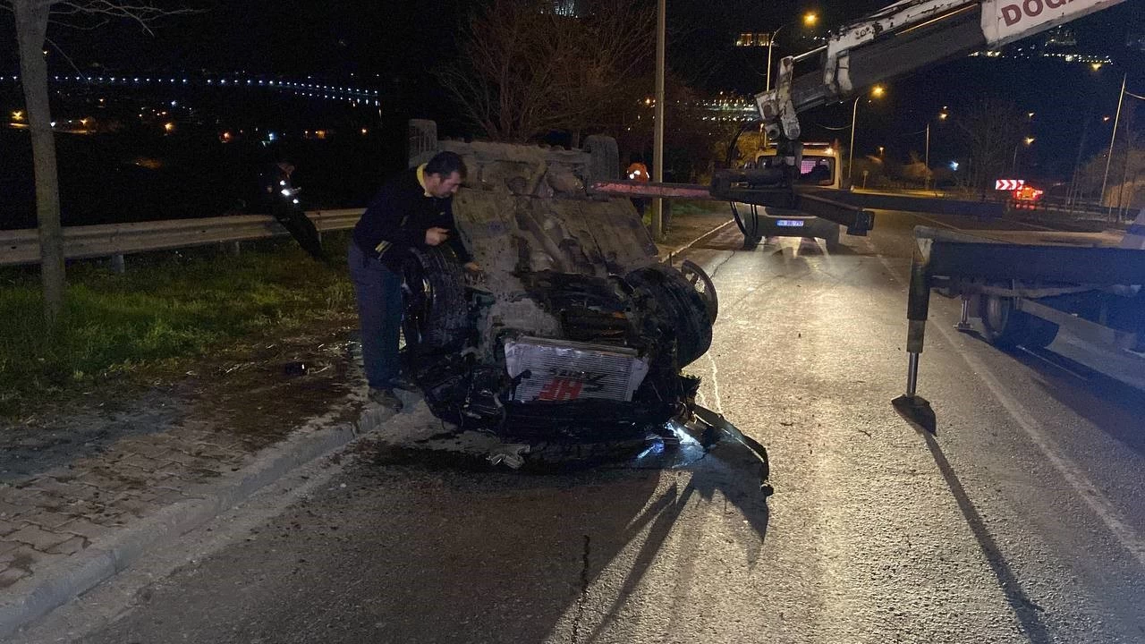 Takla atan otomobil 50 metre srklendi: 3 yaral