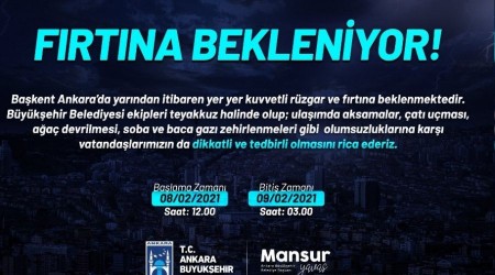Başkent için fırtına uyarısı
