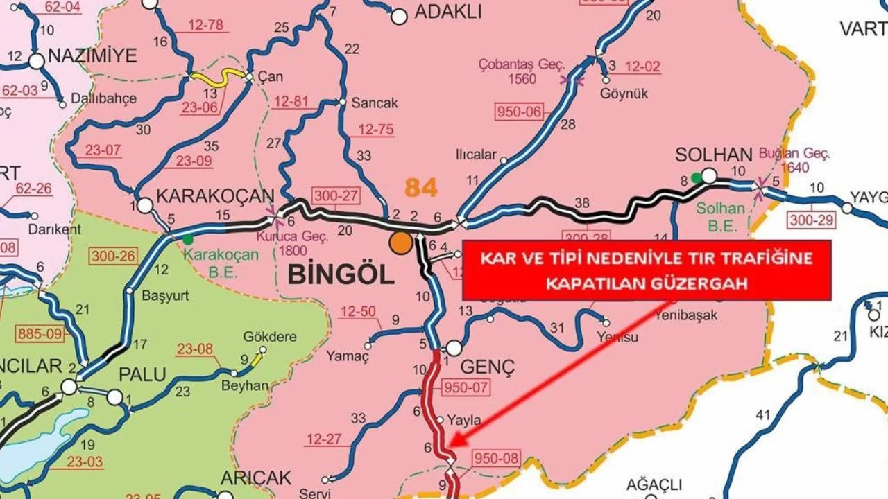Bingöl - Diyarbakır kara yolu tır trafiğine kapatıldı