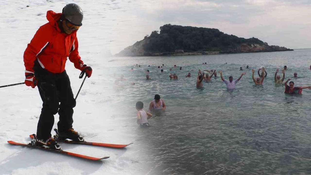 Aynı gün hem deniz hem kayak keyfi yaptılar