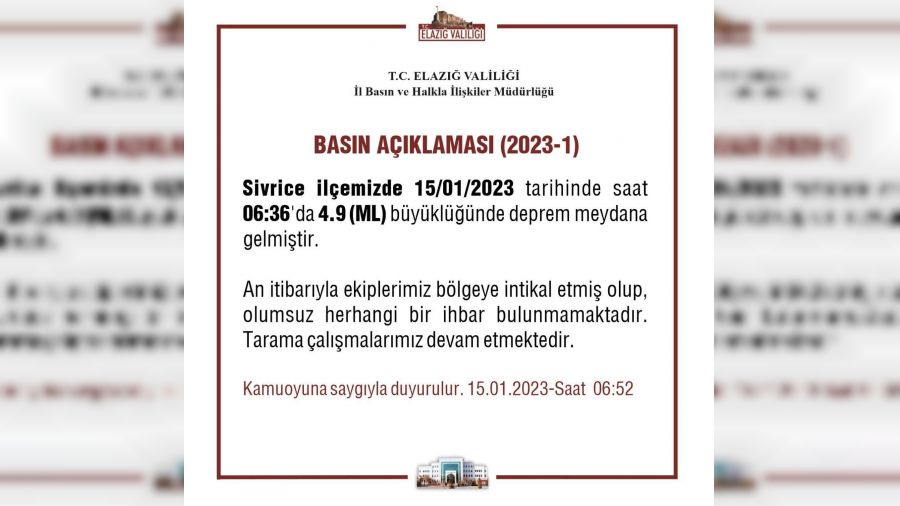 Elazığ'da 23 artçı deprem yaşandı