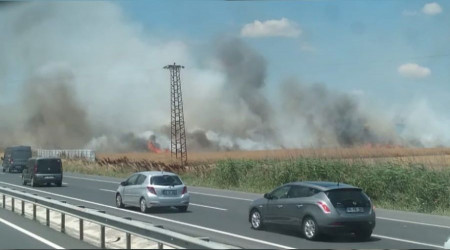 İstanbul-Tekirdağ yolunda yangın