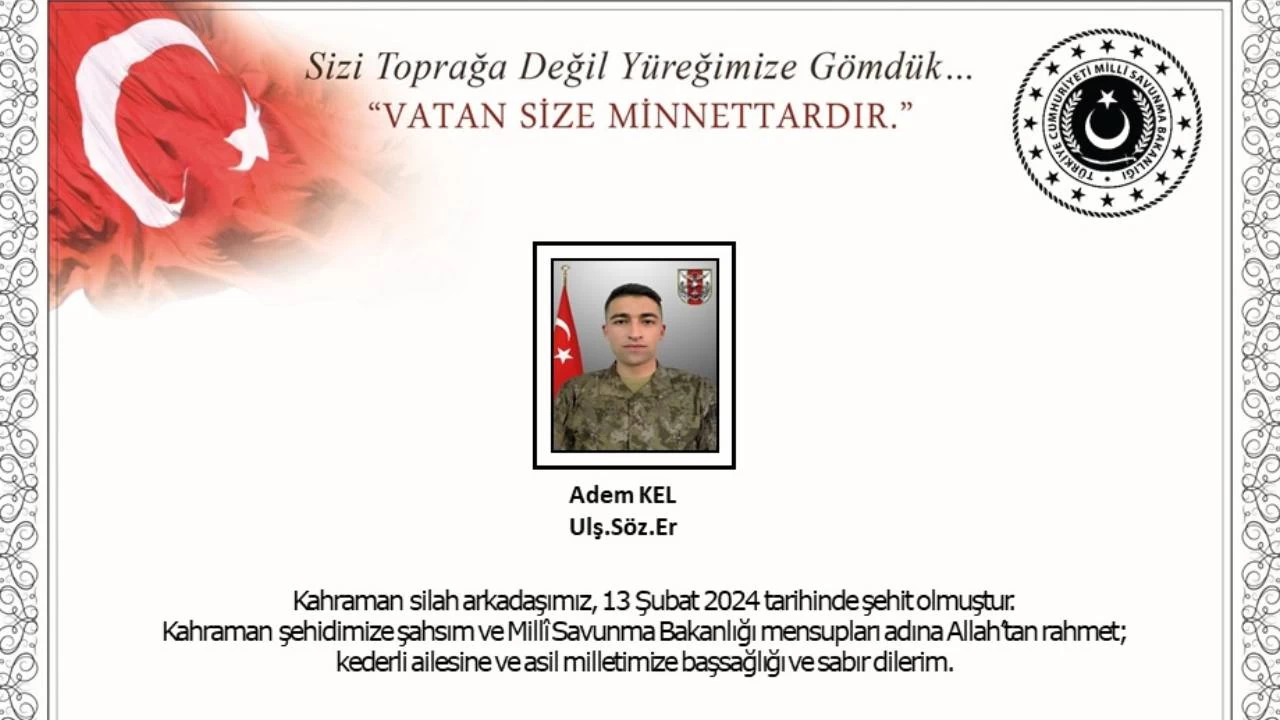 Araç kazası sonucu bir asker şehit oldu