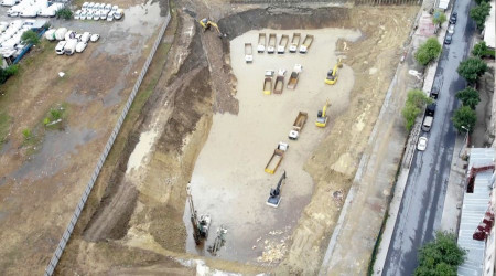 Şantiye alanı göle döndü