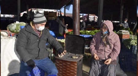 Pazarcı esnafının soğuğa çaresi