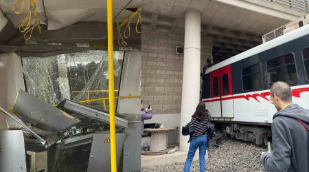 zmir'de raydan kan metro vagonu duvara arpt