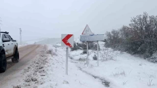 Lapseki'nin ykseklerinde kar kalnl 15 santimetreye ulat