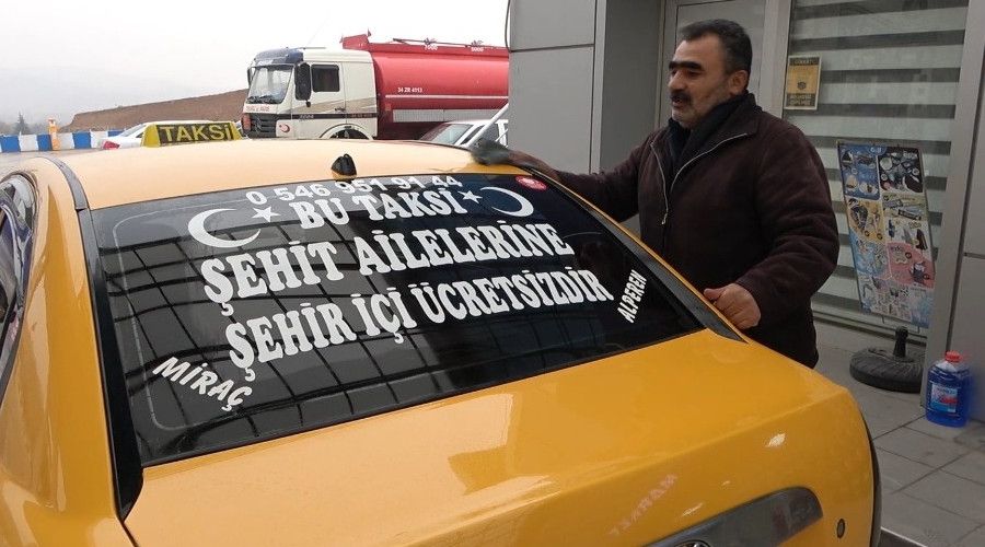 Şehit ailelerine ücretsiz taksi