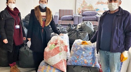 Süleymanpaşa'da 1 buçuk ton plastik kapak toplandı