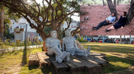 Ecevit çiftinin simgeleşmiş fotoğrafı heykel haline getirildi