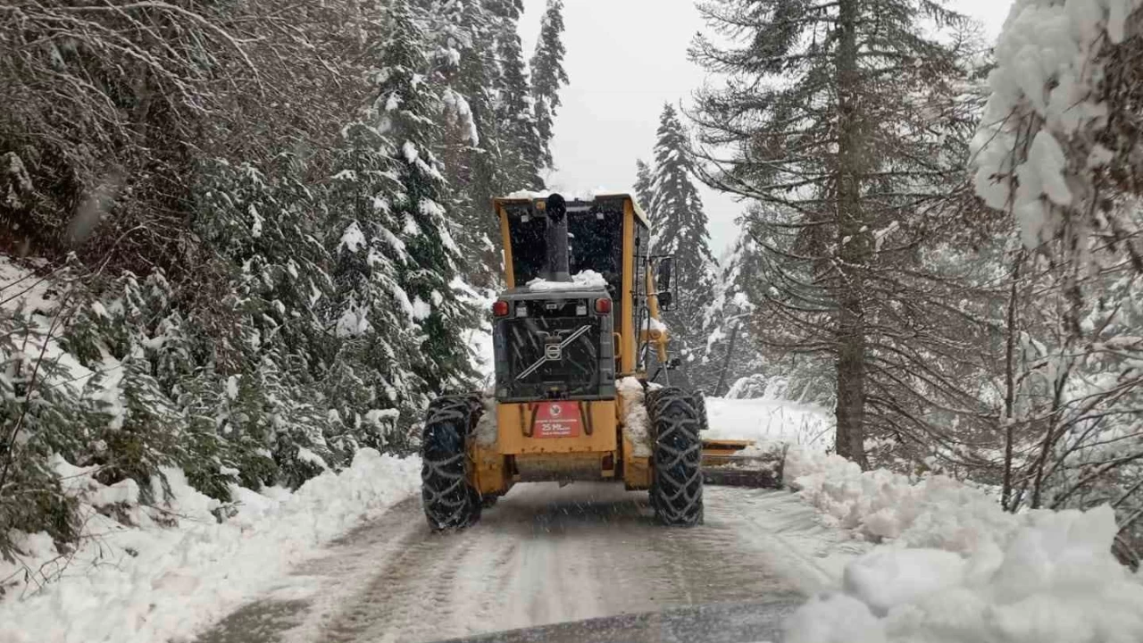 Kastamonu'da kardan kapanan yollarda çalışmalar sürüyor