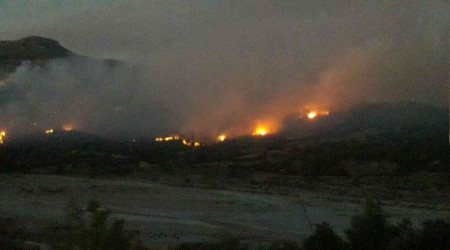 Muğla-Denizli sınırındaki yangın devam ediyor