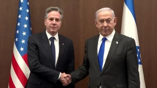 Netanyahu, atekes mzakerelerini grmek iin srail'e gelen Blinken ile bir araya geldi