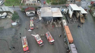 Arnavutköy'de tır tamirhanesinde korkutan yangın