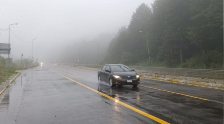 Bolu Dağı'nda sis ve sağanak yağış etkili oluyor