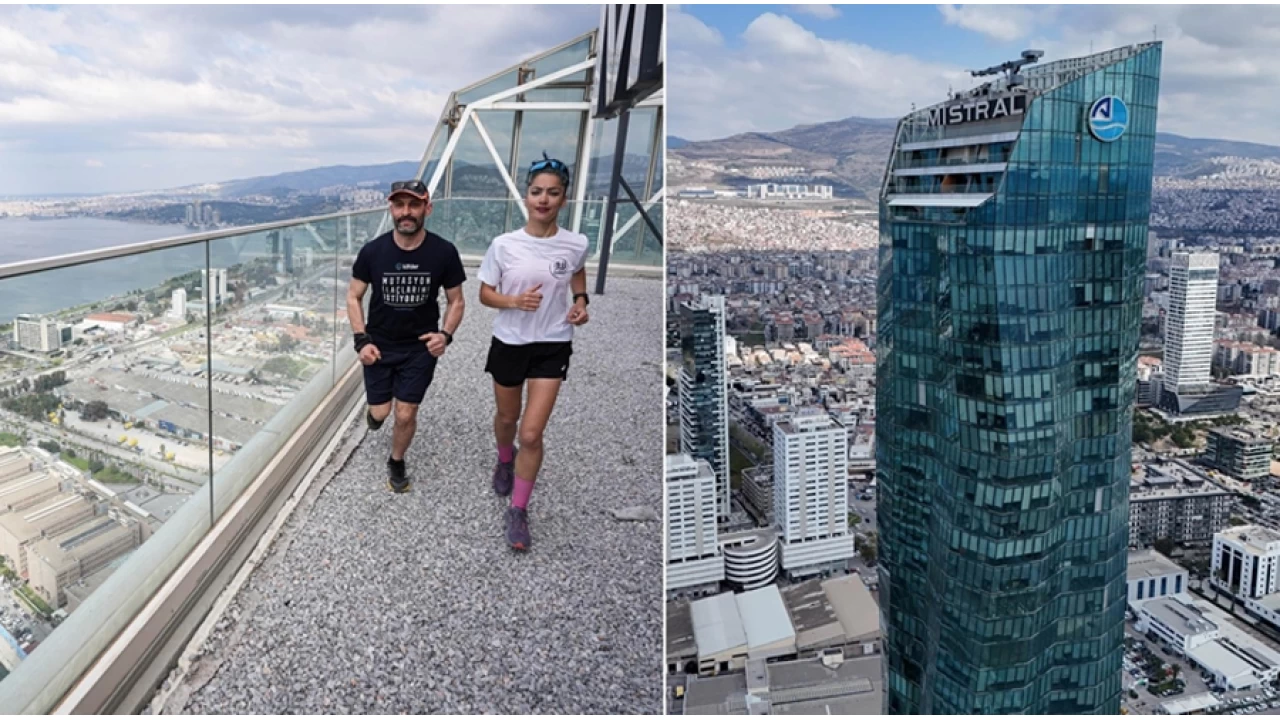 İzmir'de kistik fibrozisli çocuklar için gökdelende tırmanma yarışı düzenlendi