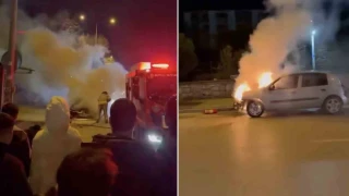 Bursa'da otomobil alevlere teslim oldu