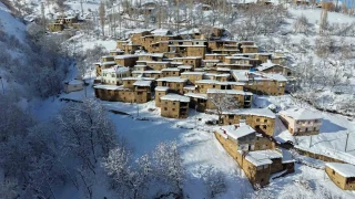 Hizan'ın taş evleri kar altında kartpostallık görüntüler oluşturdu