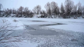 Muş'ta Karasu Nehri buz tuttu