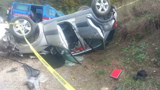 D-140'ta feci kaza: Araç şarampole uçtu