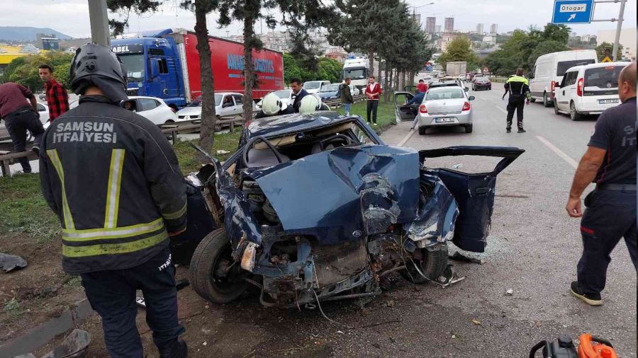 Kazada 2 aylk ei len kadn yaral halde sedyeden frlayp feryat etti