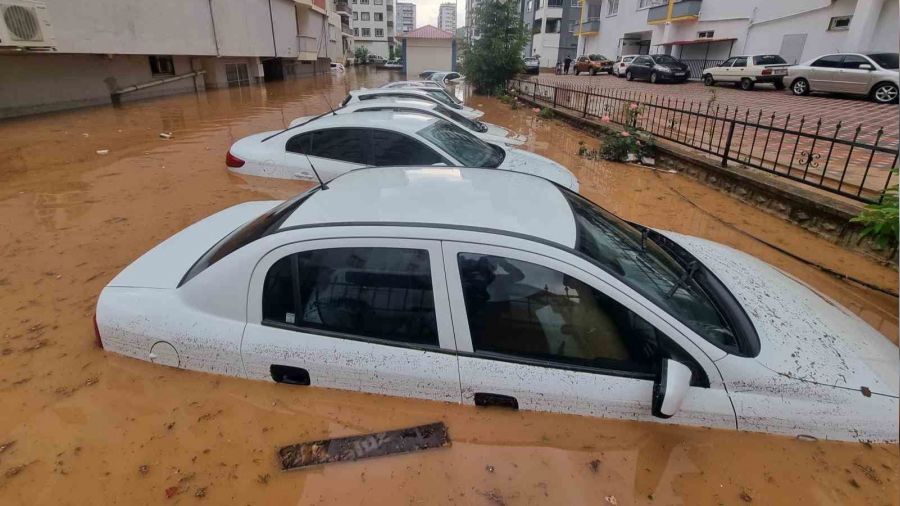 Kozan'da sel felaketi havadan görüntülendi