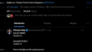 BTP Lideri'nden arpc tweet