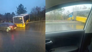 İETT otobüsü ormanlık alana uçtu, faciadan dönüldü