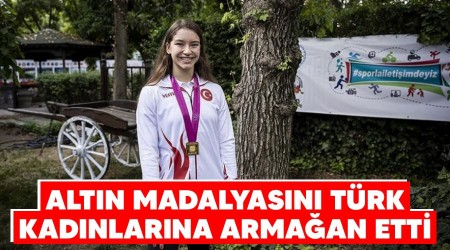 Altın madalyasını Türk kadınlarına armağan etti