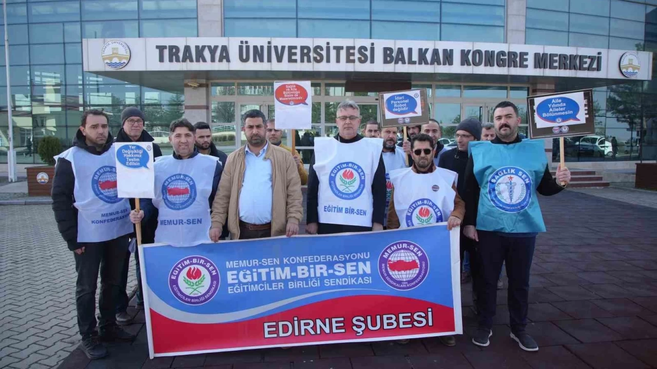 Edirne'de niversitede yer deiiklii hakk iin eylem yaptlar