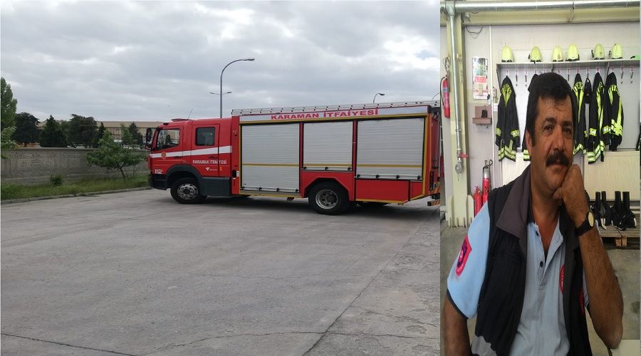 İtfaiyeci, itfaiye aracının altında kaldı