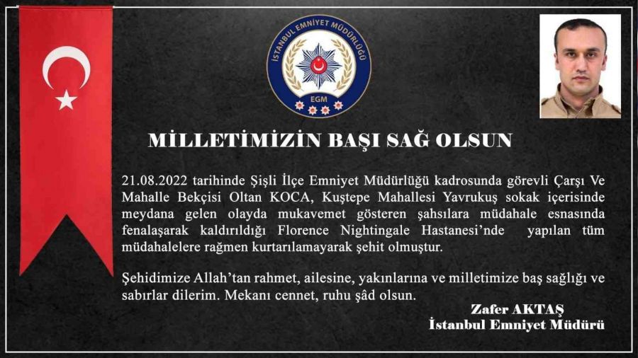 İstanbul Valiliği Şişli'de şehit bekçi için açıklama yaptı