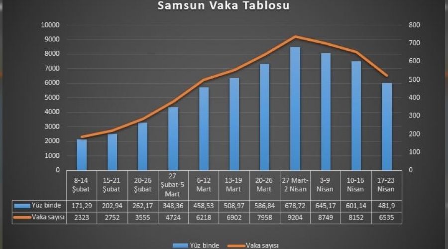 Zirveyi gören Samsun'da vakalar 3 haftadır düşüşte