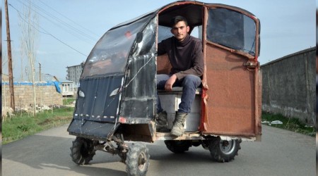 Hurda malzemelerden elektrikli araba yaptılar