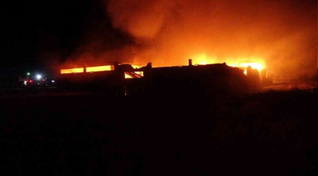 Uşak'taki depo yangınına müdahale sürüyor