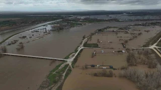 Tunca ve Meriç'te taşkın havadan görüntülendi